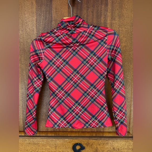 Red Tartan Plaid Festive Turtleneck Christmas Holiday Party Small 2 - Picture 4 of 8